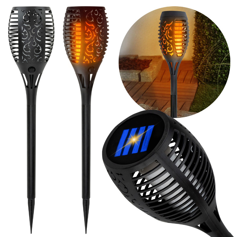 Lampa solarna z płomieniem i czujnikiem zmierzchu